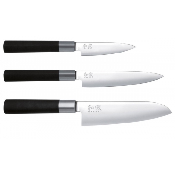 Sady kuchyňských nožů KAI Wasabi Black Set, 3 ks (100mm,150mm,165mm)
