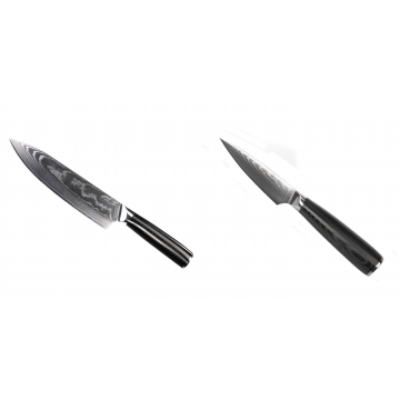 Šéfkucharský nôž Seburo SARADA II Damascus 190mm + Nôž na ovocie a zeleninu Seburo SARADA Damascus 90mm