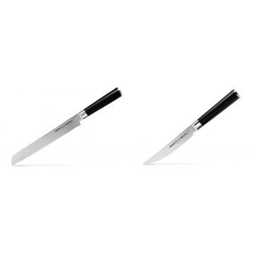 Nůž na chléb a pečivo Samura MO-V (SM-0055), 230 mm + Steakový nůž Samura Mo-V (SM-0031), 120mm