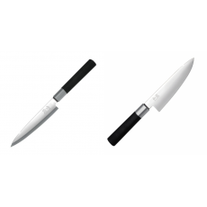 Plátkovací nůž KAI Wasabi Black Yanagiba 155mm + Nôž šéfkuchára malý KAI Wasabi Black 150mm