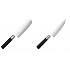 Wasabi Black Nakiri KAI 165mm + Wasabi Black Nôž šéfkuchára malý KAI 150mm