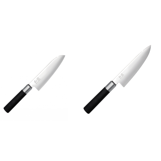 Santoku nôž KAI Wasabi Black (6716S) 165mm + Nôž šéfkuchára malý KAI Wasabi Black 150mm