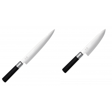 Nôž plátkovací KAI Wasabi Black, 230 mm + Wasabi Black Nôž šéfkuchára malý KAI 150mm