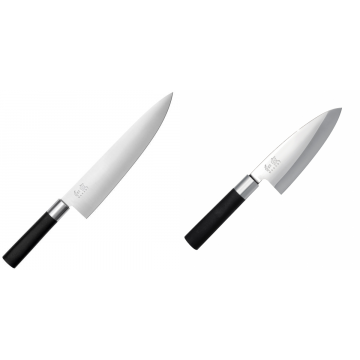 Wasabi Black Nôž šéfkuchára veľký KAI 230mm + Vykosťovací nůž KAI Wasabi Black Deba, 155 mm