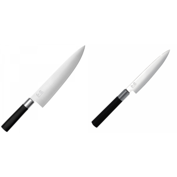 Wasabi Black Nôž šéfkuchára veľký KAI 230mm + Univerzální nôž KAI Wasabi Black (6715U), 150 mm