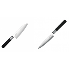 Santoku nôž KAI Wasabi Black (6716S) 165mm + Plátkovací nôž KAI Wasabi Black Yanagiba 155mm