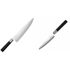 Wasabi Black Nôž šéfkuchára veľký KAI 230mm + Plátkovací nůž KAI Wasabi Black Yanagiba, 155mm