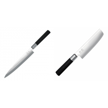 Plátkovací nůž KAI Wasabi Black Yanagiba, 210mm + Wasabi Black Nakiri KAI 165mm