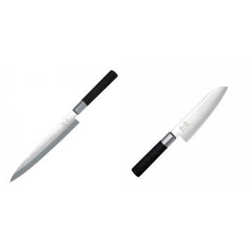 Plátkovací nůž KAI Wasabi Black Yanagiba, 210mm + Wasabi Black Santoku KAI 165mm