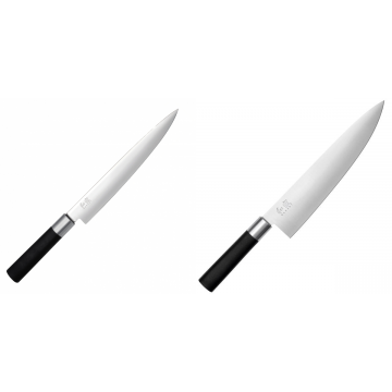 Nôž plátkovací KAI Wasabi Black, 230 mm + Wasabi Black Nôž šéfkuchára veľký KAI 230mm