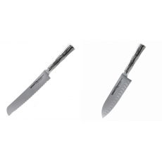 Nůž na chléb Samura Bamboo (SBA-0055), 200 mm + Malý Santoku nůž Samura Bamboo (SBA-0093), 137 mm