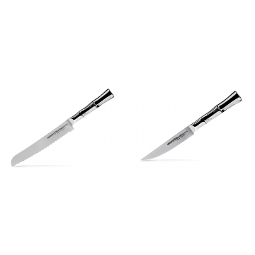 Nůž na chléb Samura Bamboo (SBA-0055), 200 mm + Steakový nůž Samura Bamboo (SBA-0031), 110 mm