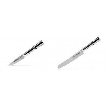 Nůž na ovoce a zeleninu Samura Bamboo (SBA-0010), 80 mm + Nůž na chléb Samura Bamboo (SBA-0055), 200 mm