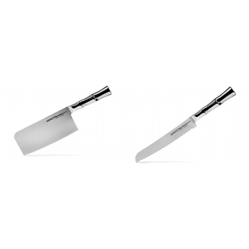 Kuchyňský nůž-sekáček Samura Bamboo (SBA-0040), 180 mm + Nůž na chléb Samura Bamboo (SBA-0055), 200 mm