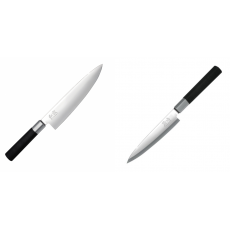 Wasabi Black Nôž šéfkuchára KAI 200mm + Plátkovací nůž KAI Wasabi Black Yanagiba, 155mm