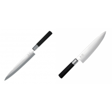 Plátkovací nůž KAI Wasabi Black Yanagiba, 210mm + Wasabi Black Nôž šéfkuchára KAI 200mm