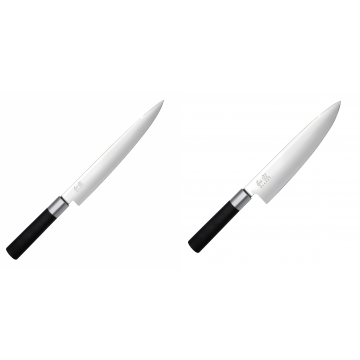 Nôž plátkovací KAI Wasabi Black, 230 mm + Wasabi Black Nôž šéfkuchára KAI 200mm