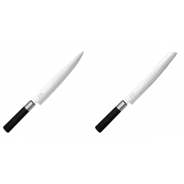 Nôž plátkovací KAI Wasabi Black, 230 mm + Wasabi Black Nôž na pečivo KAI 230mm