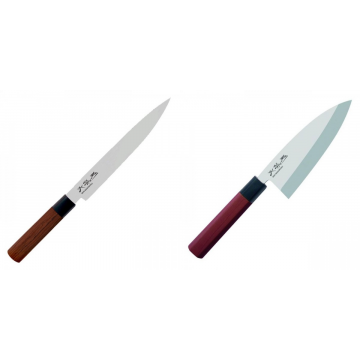 Plátkovací nôž KAI Seki Magoroku Red Wood, 200mm + Nôž Deba, jednostranně broušený KAI 155mm