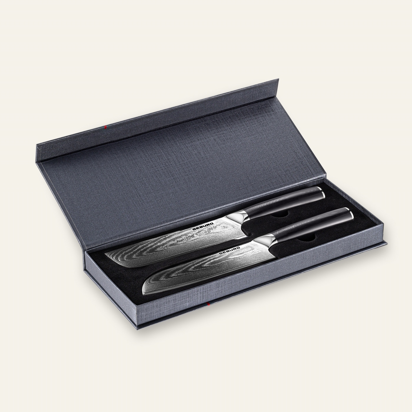 Sada kuchynských nožov Seburo SARADA Premium Damascus 2ks (Nakiri nôž 170mm, Santoku nôž 175mm)