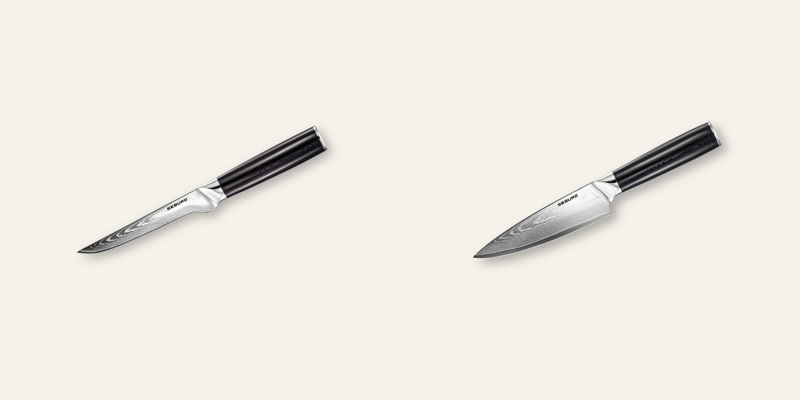 AKCIA 1+1 Vykosťovací nôž Seburo SARADA Damascus 150mm + Šéfkucharský nôž Seburo SARADA Damascus 150mm