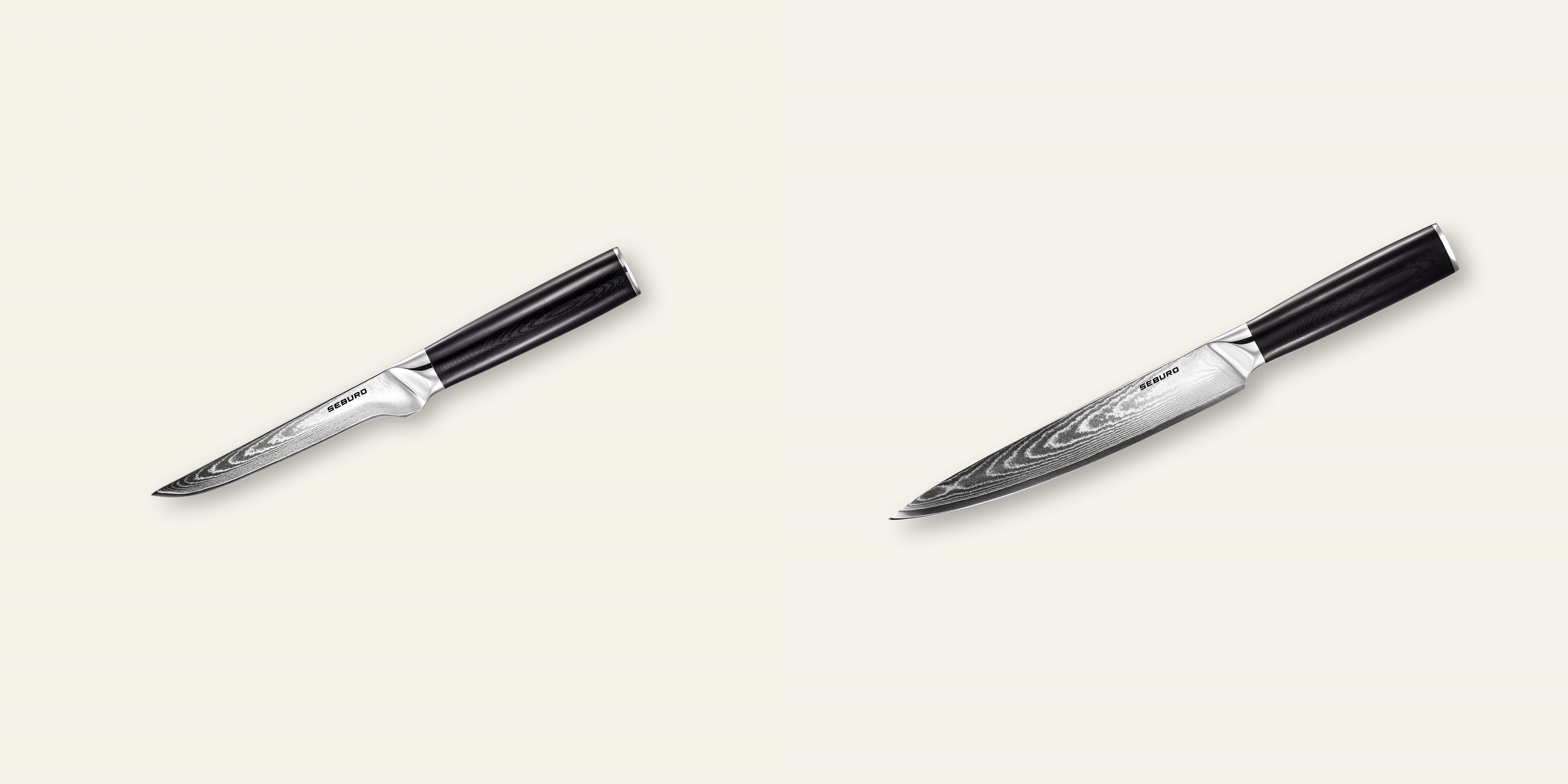 AKCIA 1+1 Vykosťovací nôž Seburo SARADA Damascus 150mm + Plátkovací nôž Seburo SARADA Damascus 200mm