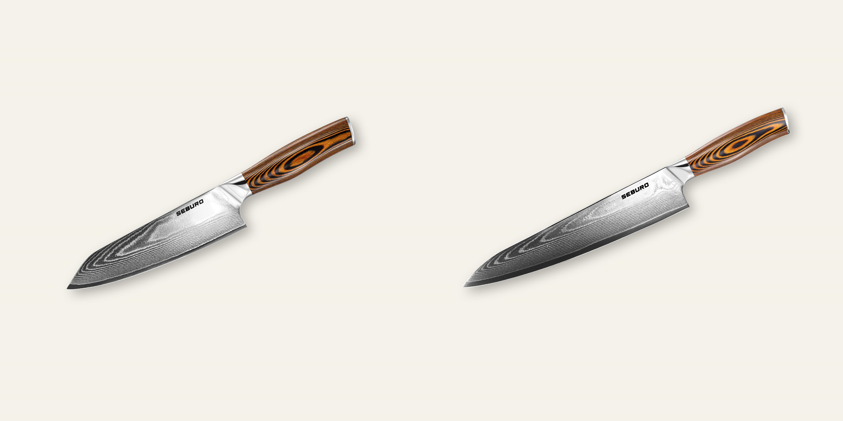 AKCIA 1+1 Kiritsuke (majster-šéf, santoku) nôž Seburo SUBAJA Damascus 180mm + Šéfkucharský nôž Seburo SUBAJA Damascus 250mm