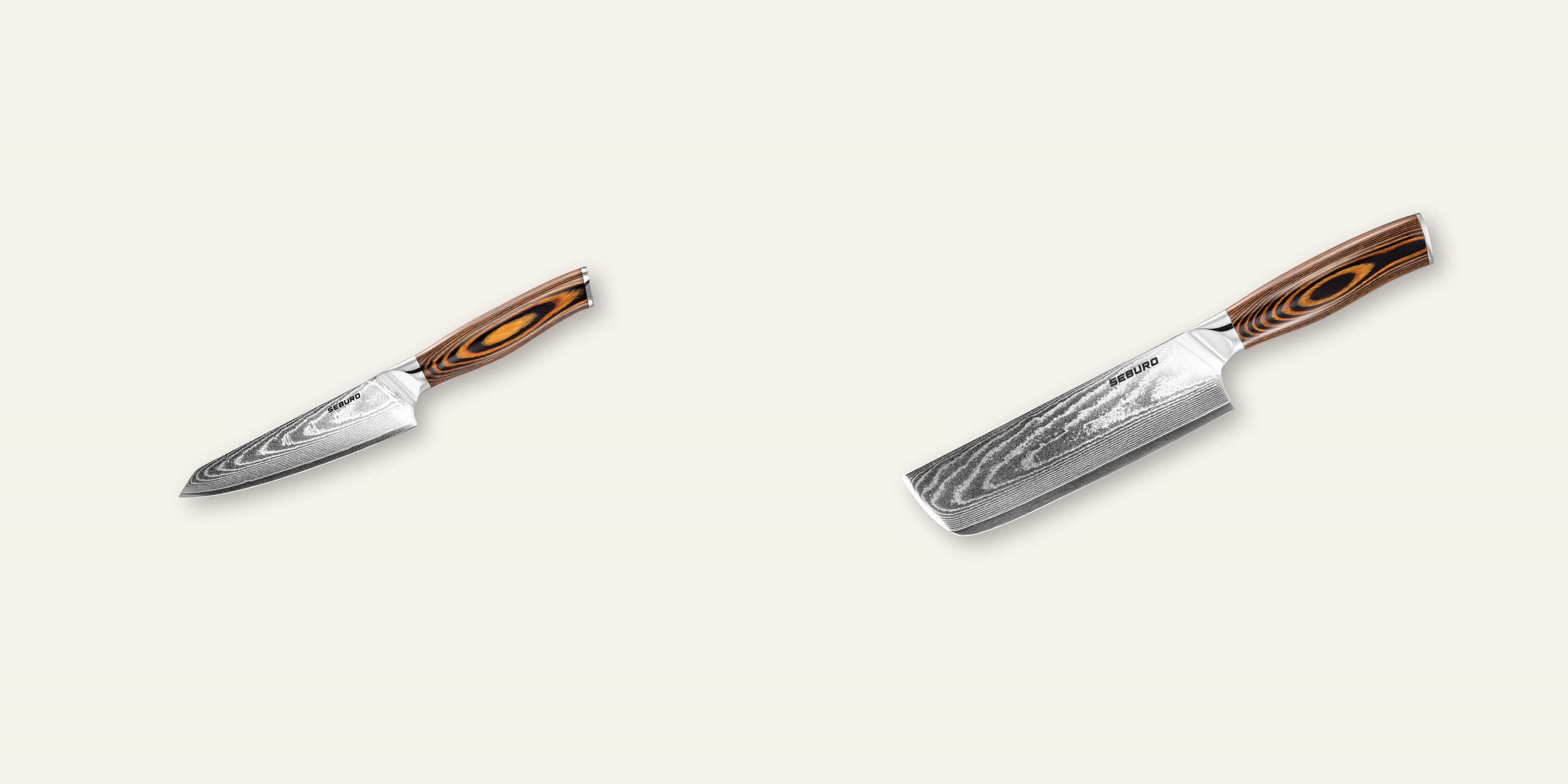 AKCIA 1+1 Honesuki (vykosťovací, univerzálny) nôž Seburo SUBAJA Damascus 130mm + Nakiri nôž Seburo SUBAJA Damascus 175mm