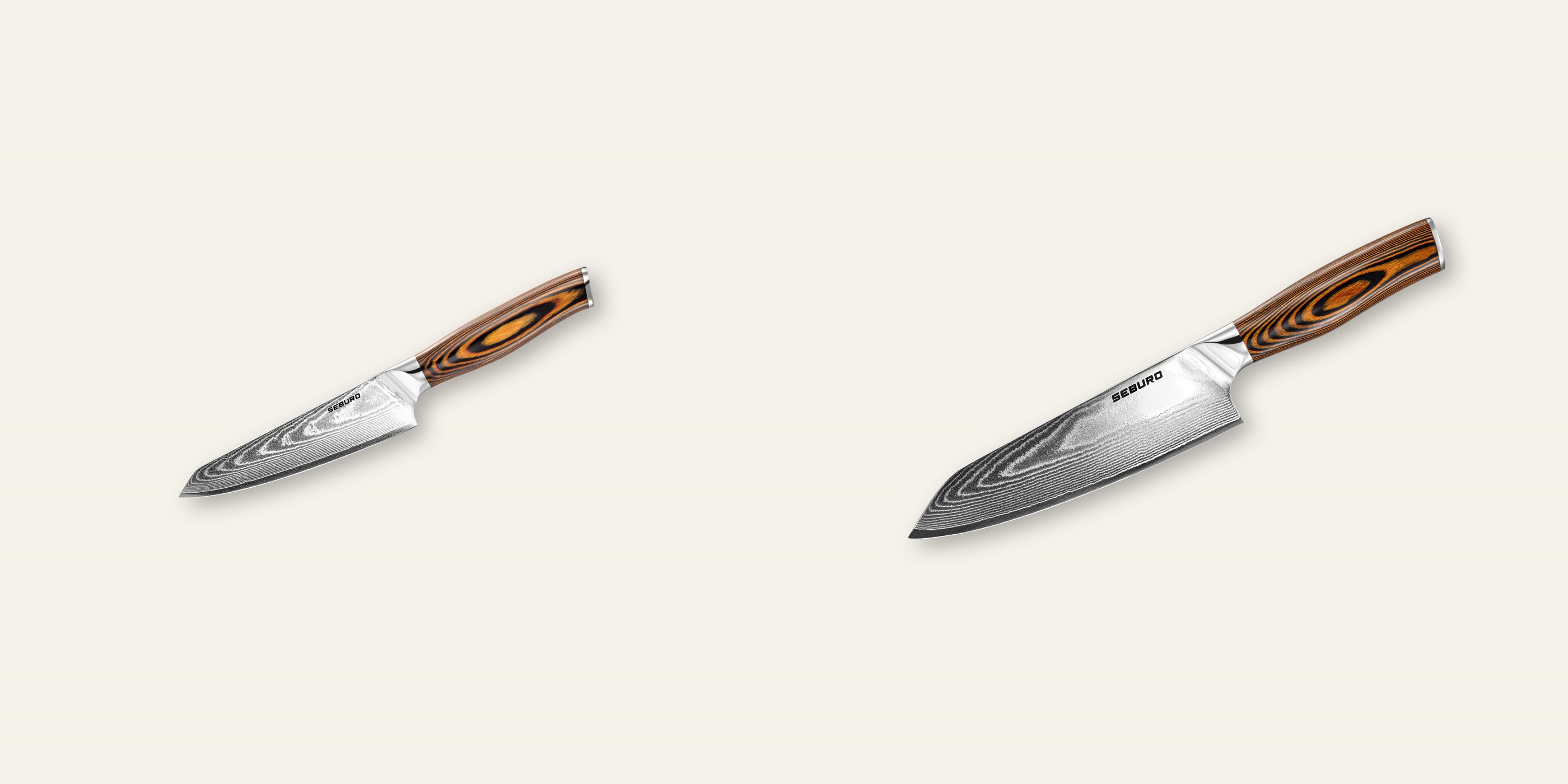 AKCIA 1+1 Honesuki (vykosťovací, univerzálny) nôž Seburo SUBAJA Damascus 130mm + Kiritsuke (majster-šéf, santoku) nôž Seburo SUBAJA Damascus 180mm