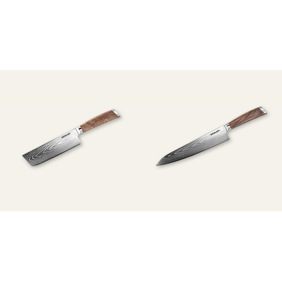 Nakiri nôž Seburo HOGANI Damascus 170mm + Šéfkucharský nôž Seburo HOGANI Damascus 250mm