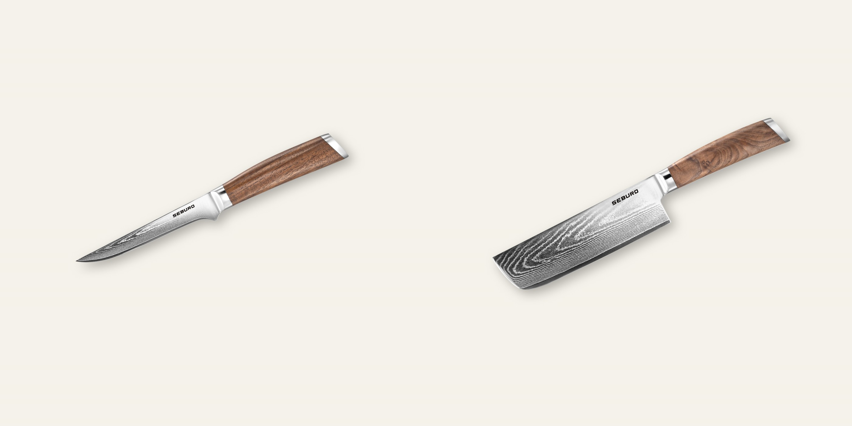 AKCIA 1+1 Vykosťovací nůž Seburo HOGANI Damascus 140mm + Nakiri nôž Seburo HOGANI Damascus 170mm