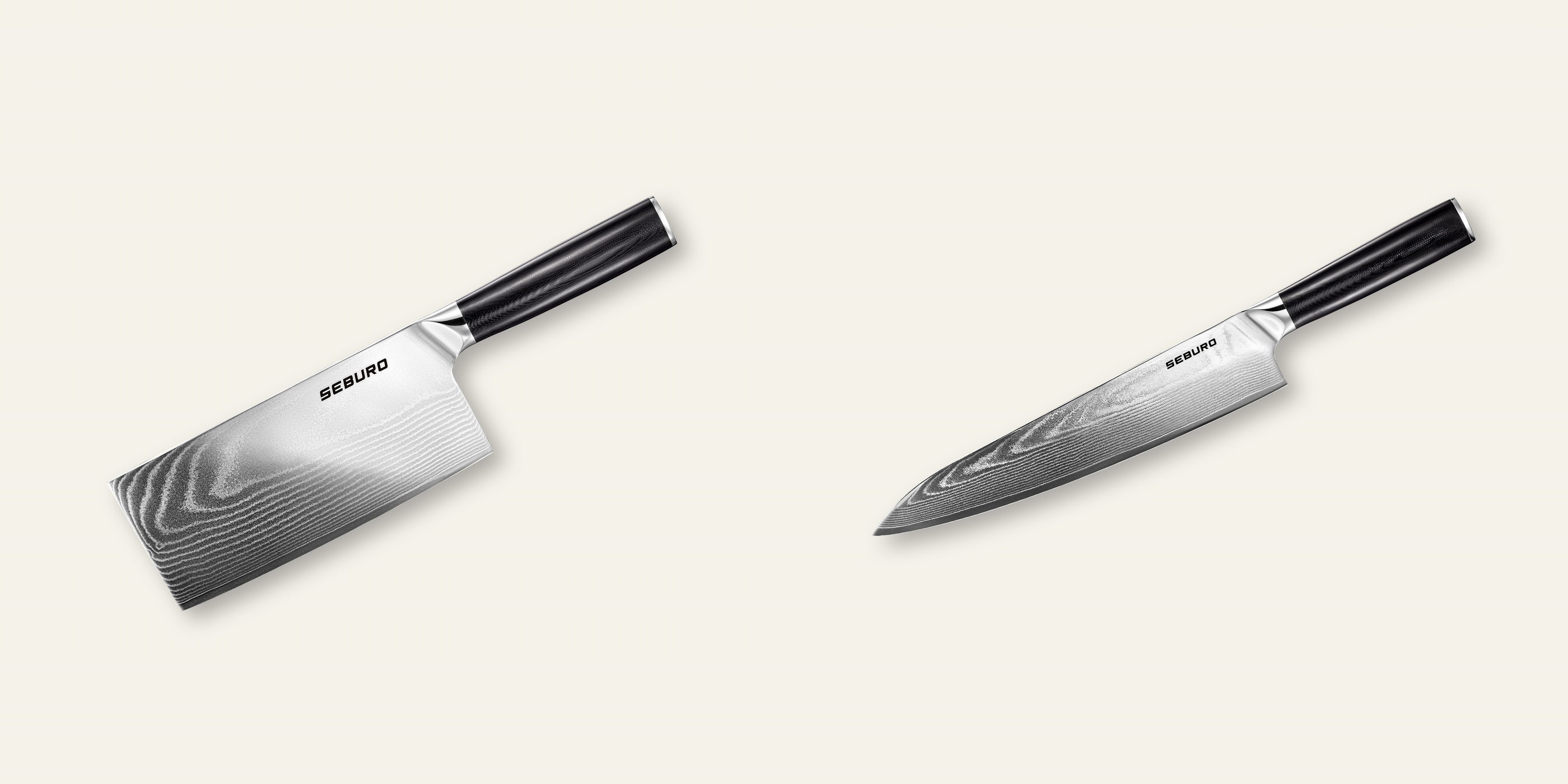 AKCIA 1+1 Sekáček Seburo SARADA Chopper Damascus 180mm + Šéfkucharský nôž Seburo SARADA Damascus 250mm