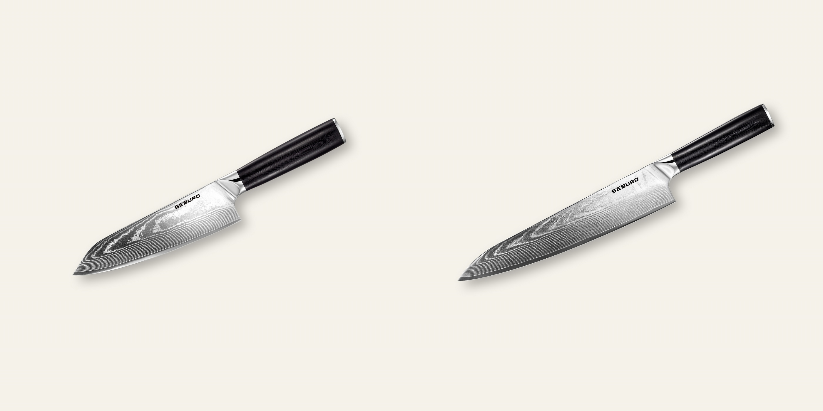 AKCIA 1+1 Kiritsuke (majster-šéf, santoku) nôž Seburo SARADA Damascus 180mm + Šéfkucharský nôž Seburo SARADA Damascus 250mm