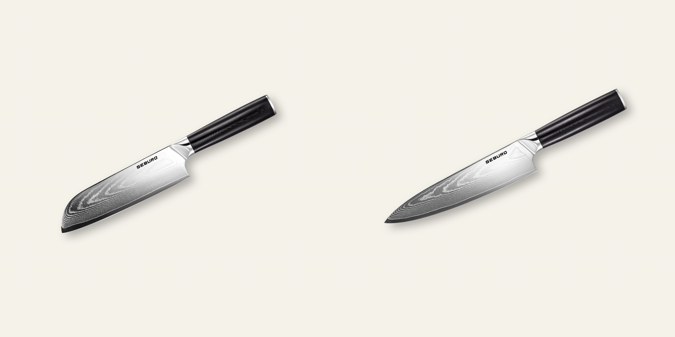AKCIA 1+1 Santoku nôž Seburo SARADA Damascus 175mm + Šéfkucharský nôž Seburo SARADA Damascus 200mm