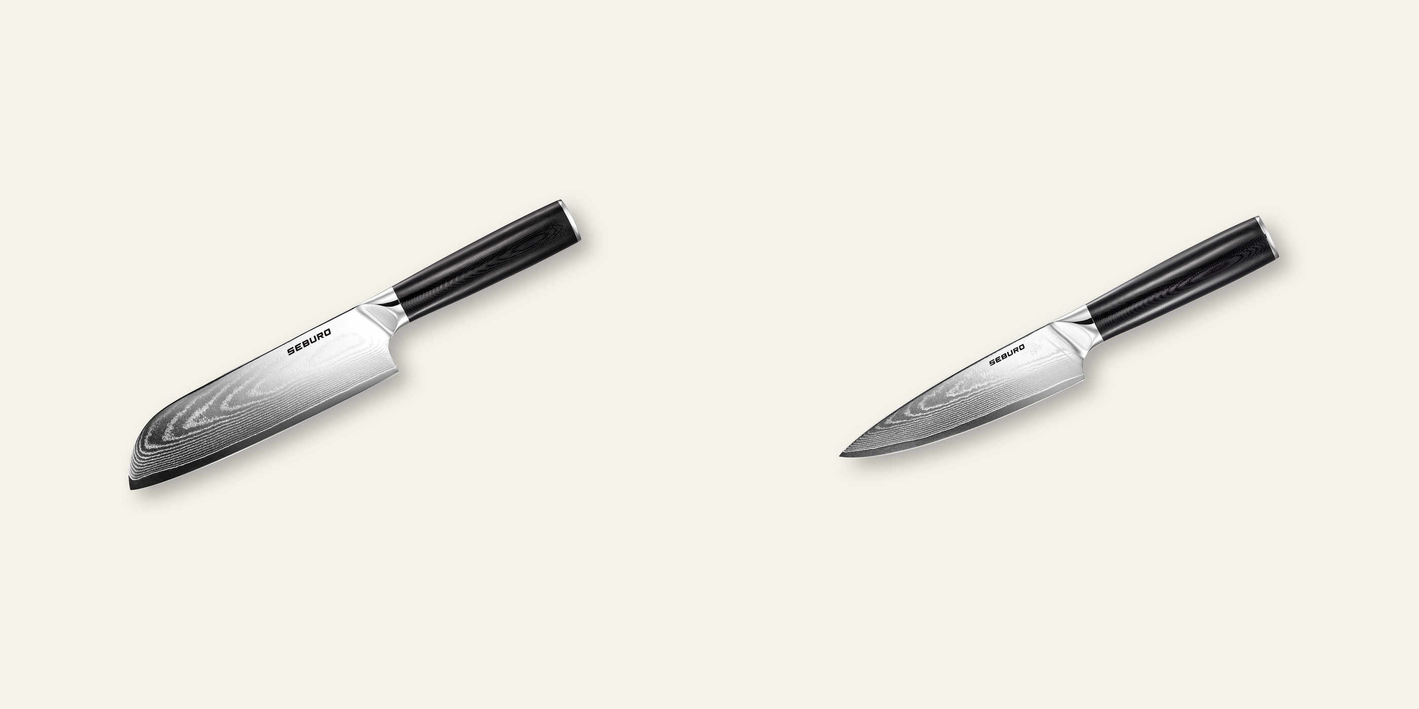 AKCIA 1+1 Santoku nôž Seburo SARADA Damascus 175mm + Šéfkucharský nôž Seburo SARADA Damascus 150mm