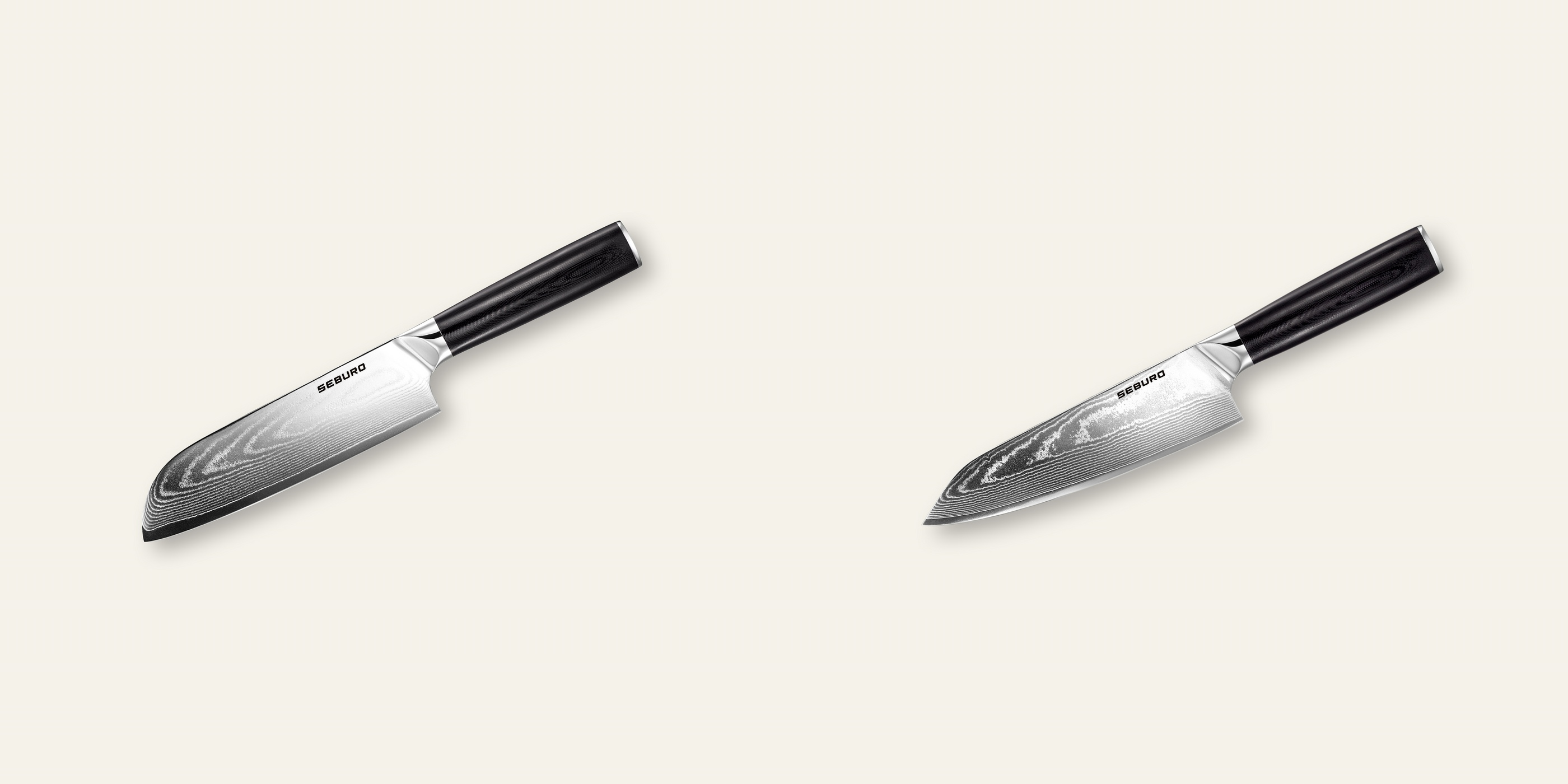 AKCIA 1+1 Santoku nôž Seburo SARADA Damascus 175mm + Kiritsuke (majster-šéf, santoku) nôž Seburo SARADA Damascus 180mm