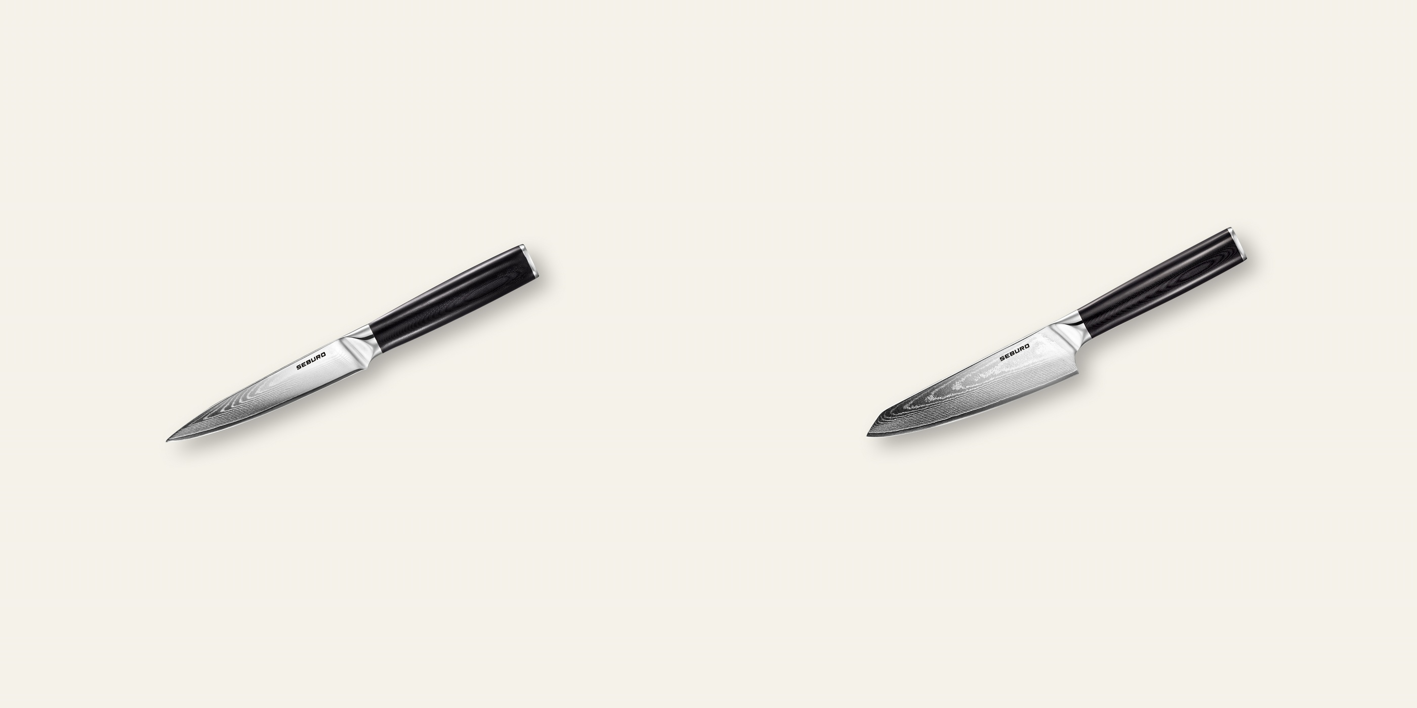 AKCIA 1+1 Kuchynský univerzálny nôž Seburo SARADA Damascus 130mm + Honesuki (vykosťovací) nôž Seburo SARADA Damascus 130mm
