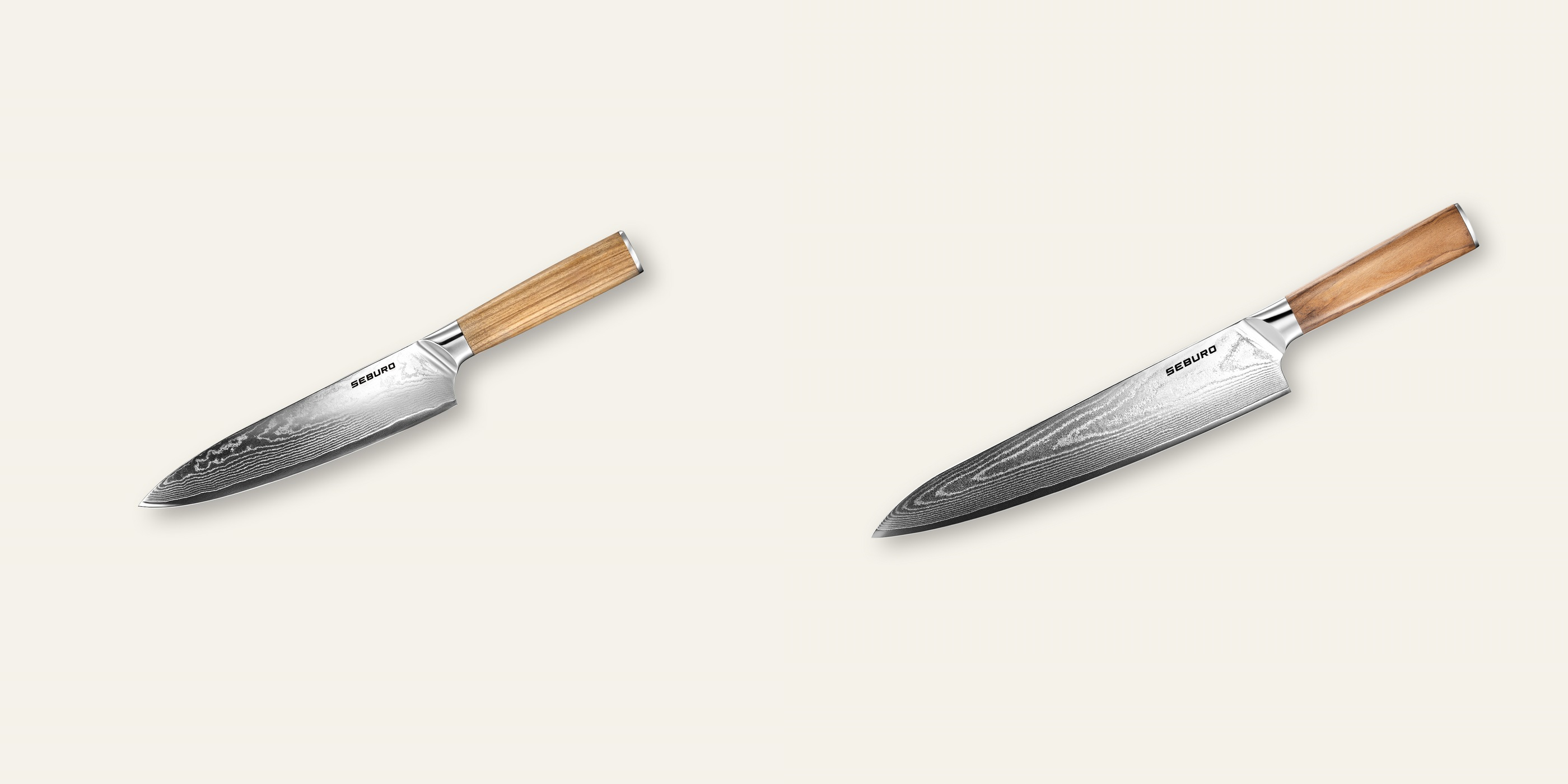 AKCIA 1+1 Šéfkucharský nôž Seburo HOKORI Damascus 200mm + Šéfkucharský nôž Seburo HOKORI Damascus 250mm
