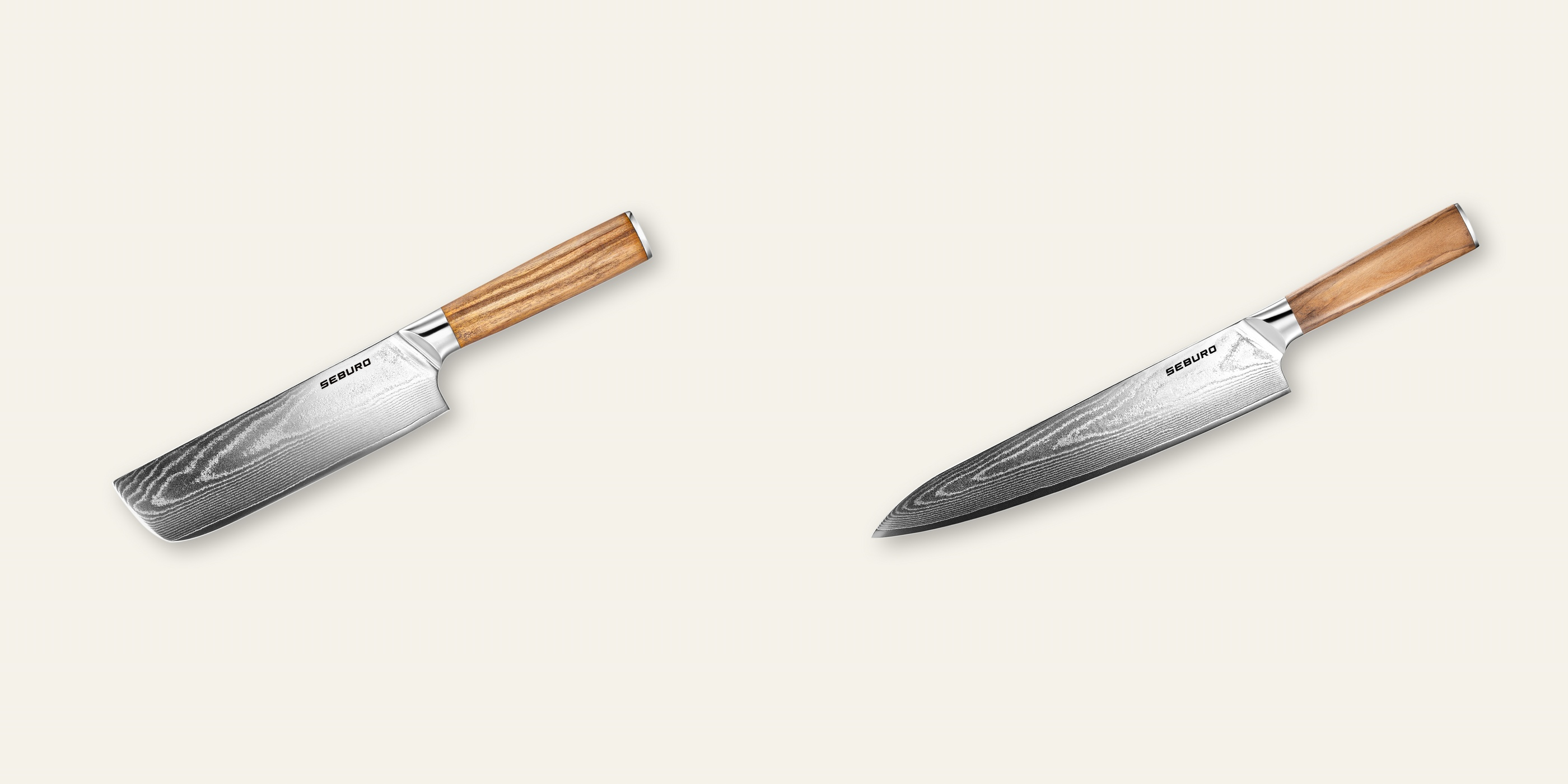 AKCIA 1+1 Nakiri nôž Seburo HOKORI Damascus 170mm + Šéfkucharský nôž Seburo HOKORI Damascus 250mm