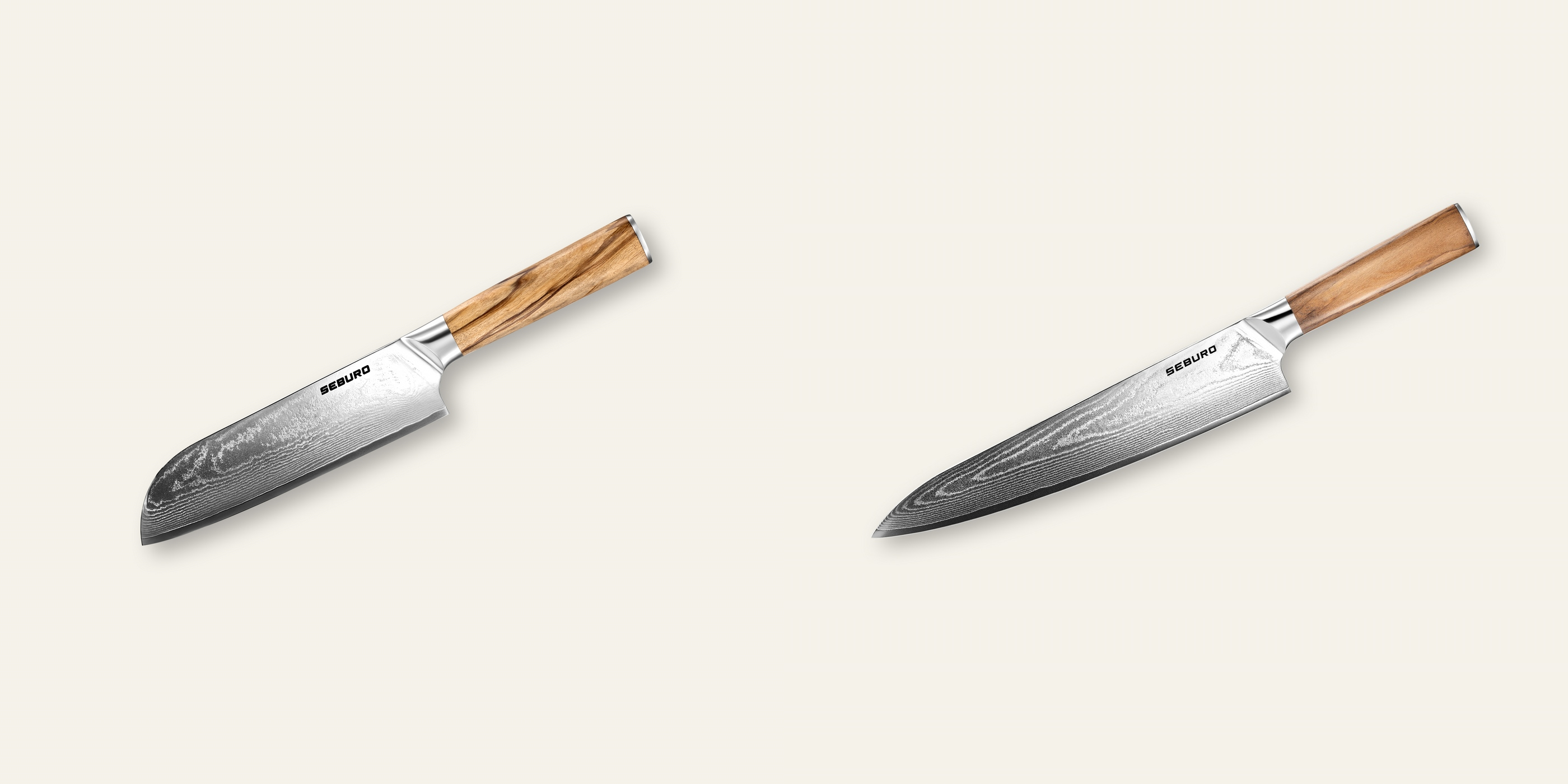 AKCIA 1+1 Santoku nôž Seburo HOKORI Damascus 175mm + Šéfkucharský nôž Seburo HOKORI Damascus 250mm