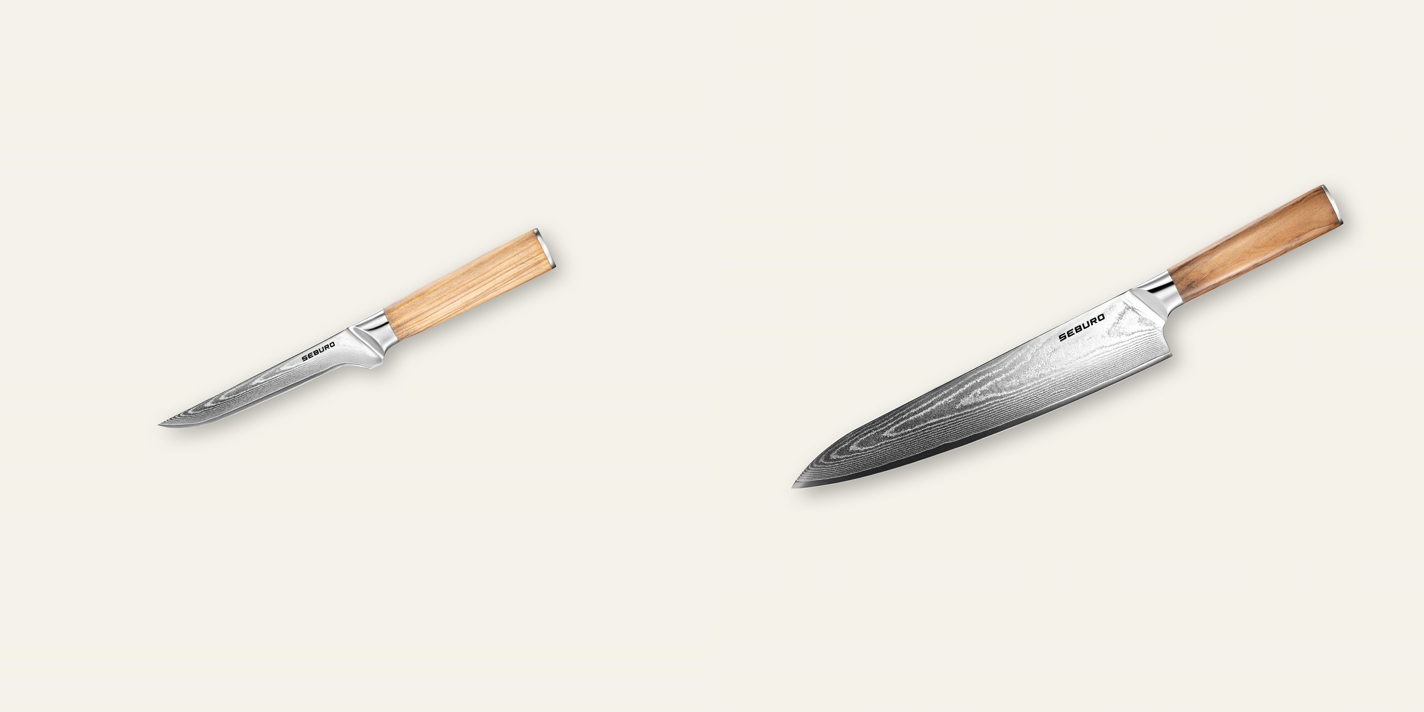 AKCIA 1+1 Vykosťovací nůž Seburo HOKORI Damascus 150mm + Šéfkucharský nôž Seburo HOKORI Damascus 250mm