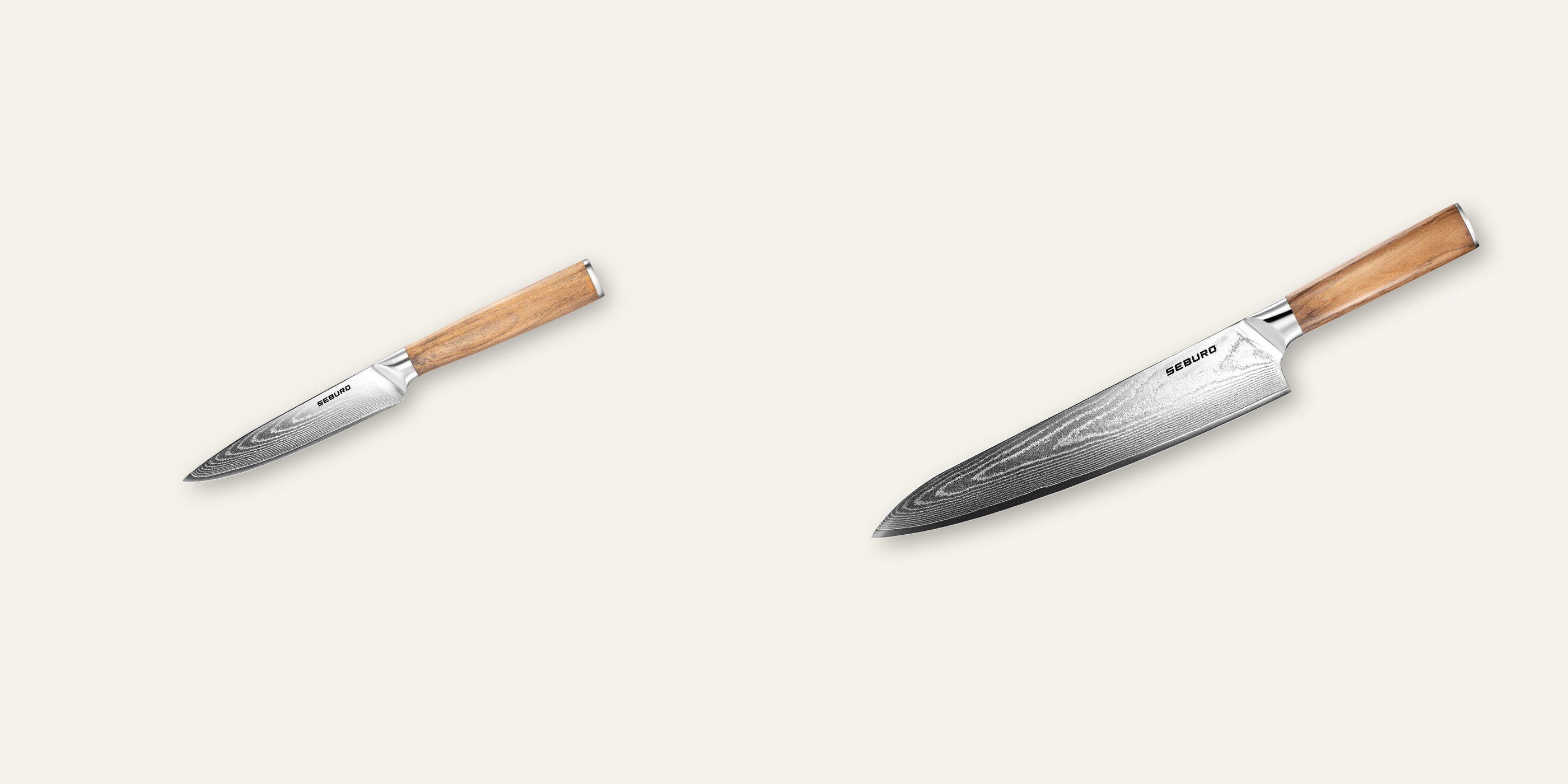 AKCIA 1+1 Univerzální nôž Seburo HOKORI Damascus 125mm + Šéfkucharský nôž Seburo HOKORI Damascus 250mm