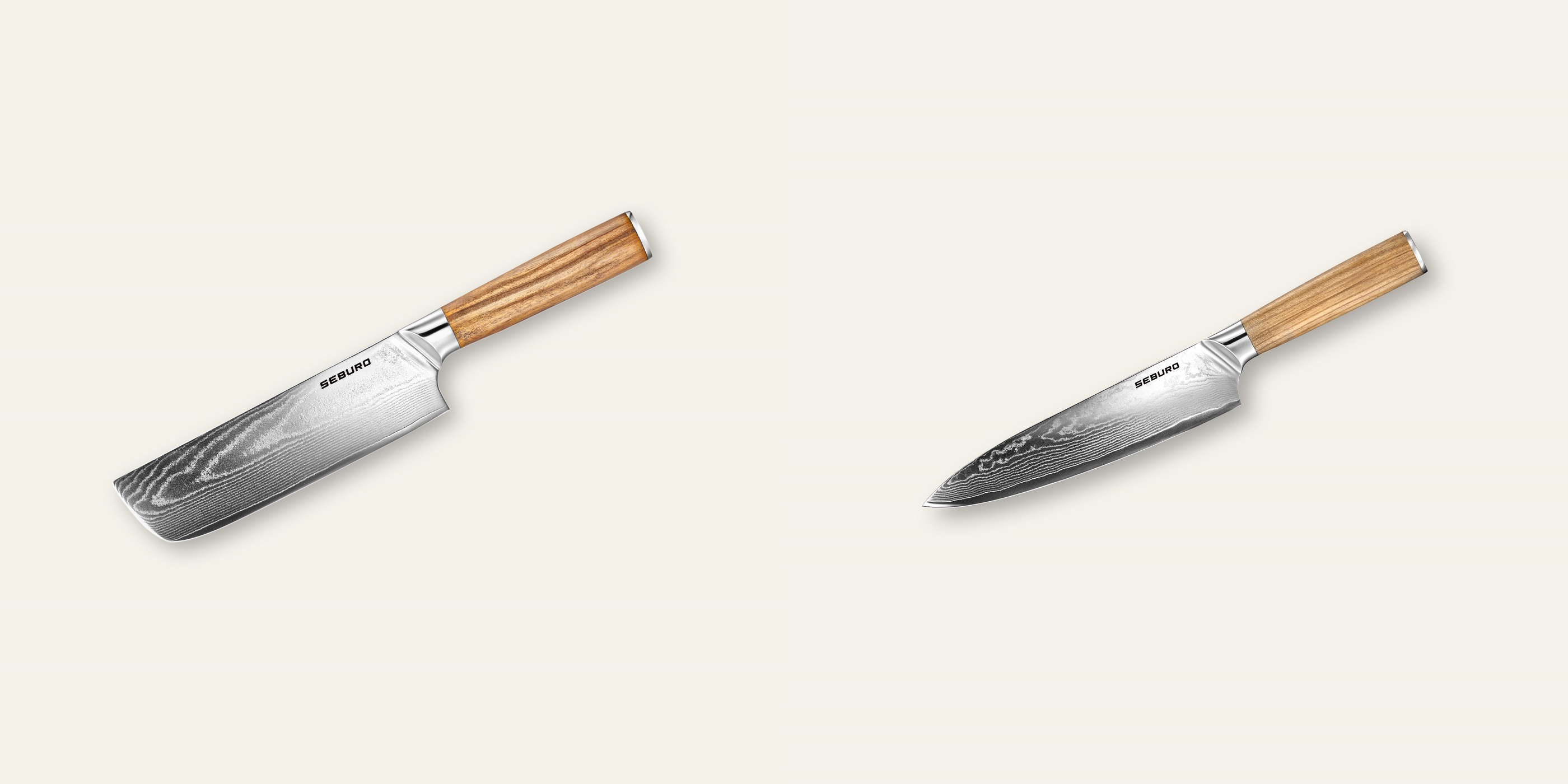 AKCIA 1+1 Nakiri nôž Seburo HOKORI Damascus 170mm + Šéfkucharský nôž Seburo HOKORI Damascus 200mm