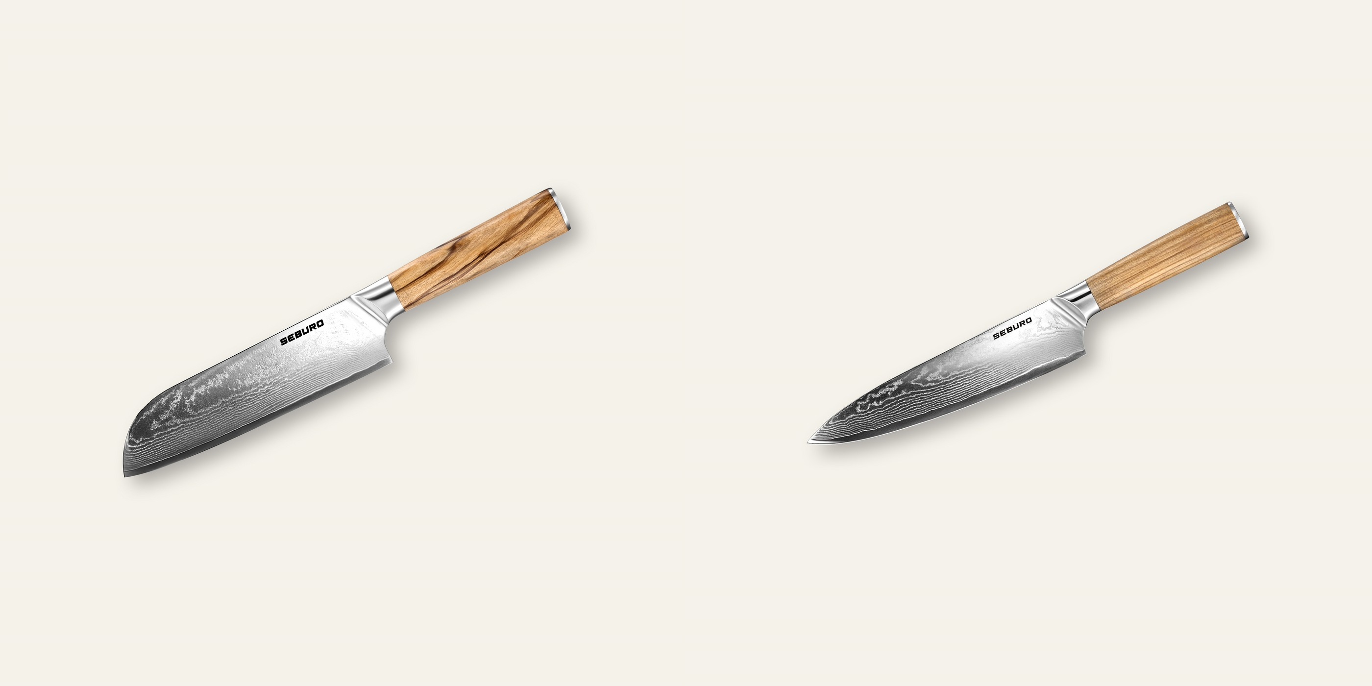 AKCIA 1+1 Santoku nôž Seburo HOKORI Damascus 175mm + Šéfkucharský nôž Seburo HOKORI Damascus 200mm