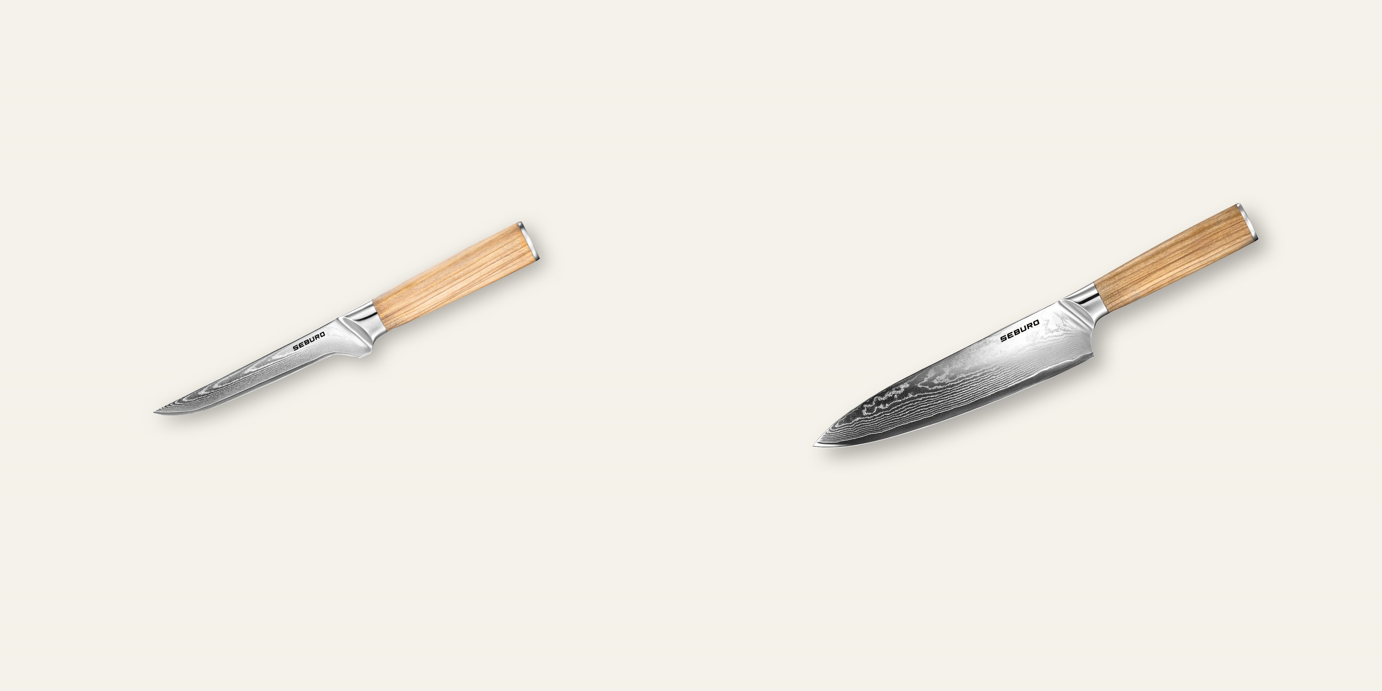 AKCIA 1+1 Vykosťovací nůž Seburo HOKORI Damascus 150mm + Šéfkucharský nôž Seburo HOKORI Damascus 200mm