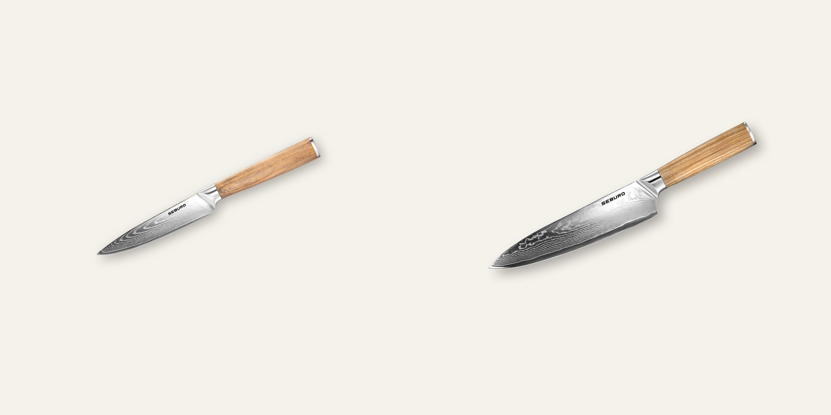 AKCIA 1+1 Univerzální nôž Seburo HOKORI Damascus 125mm + Šéfkucharský nôž Seburo HOKORI Damascus 200mm