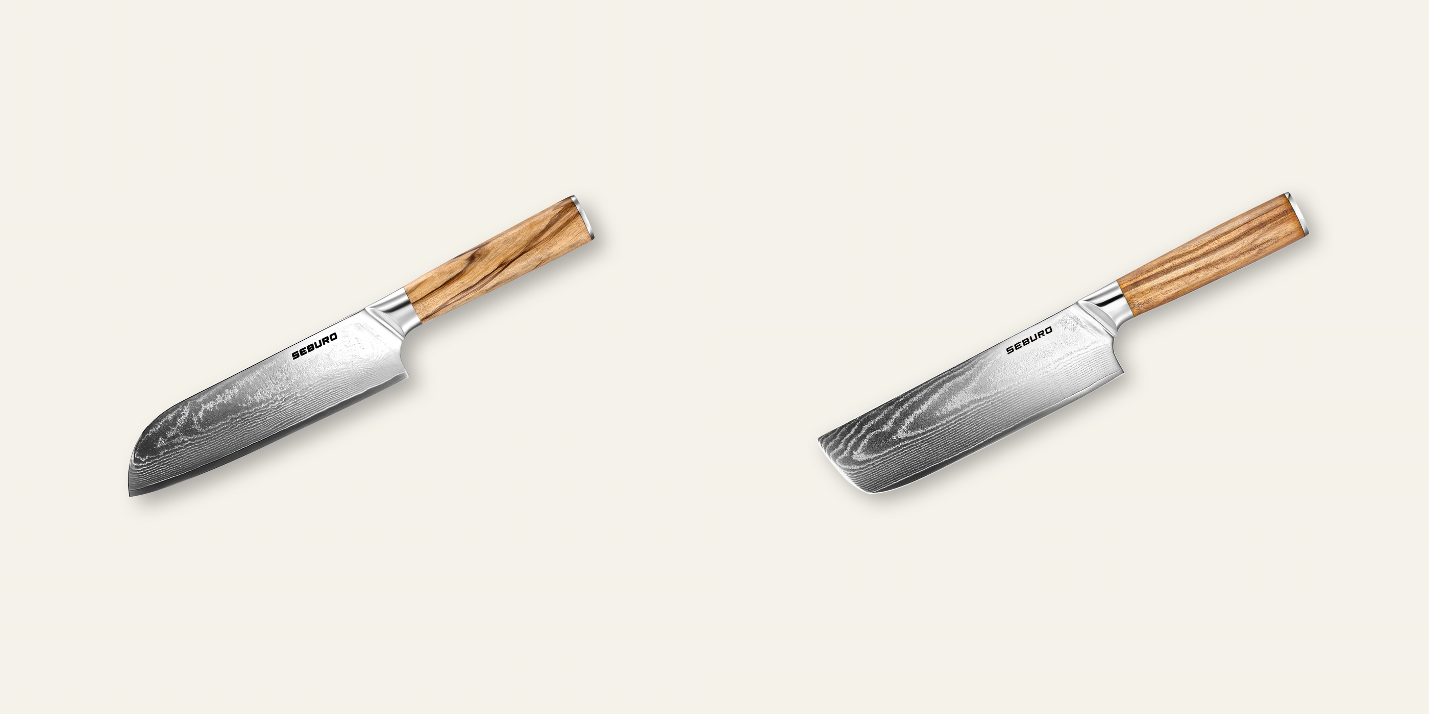 AKCIA 1+1 Santoku nôž Seburo HOKORI Damascus 175mm + Nakiri nôž Seburo HOKORI Damascus 170mm