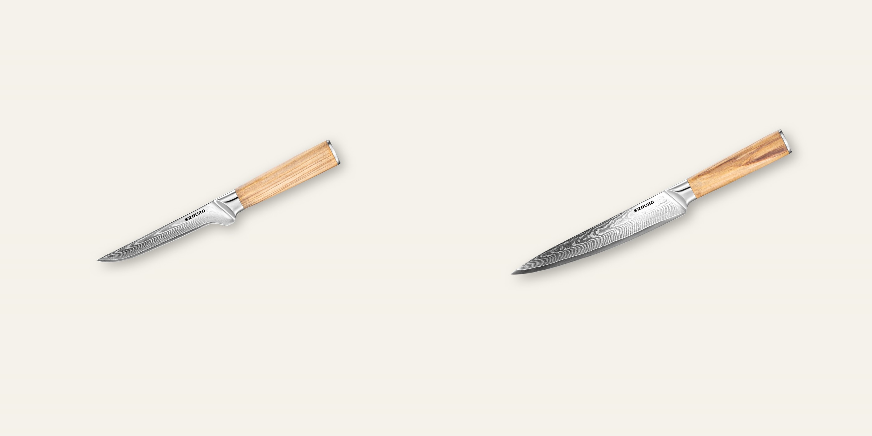 AKCIA 1+1 Vykosťovací nůž Seburo HOKORI Damascus 150mm + Plátkovací nôž Seburo HOKORI Damascus 200mm