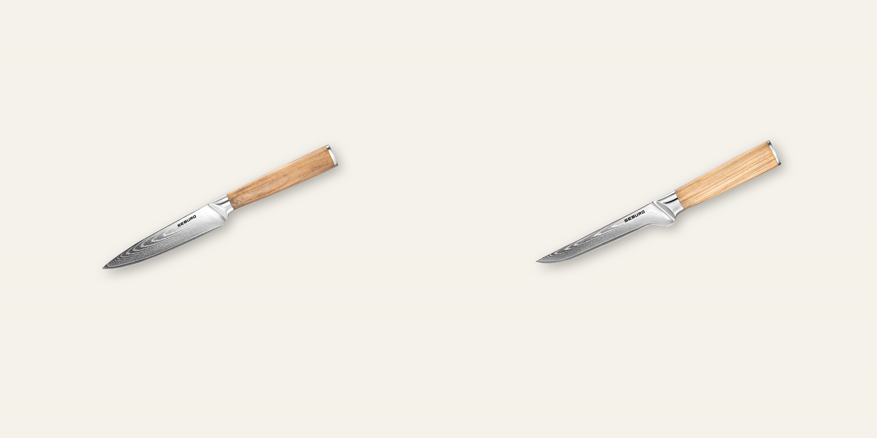 AKCIA 1+1 Univerzální nôž Seburo HOKORI Damascus 125mm + Vykosťovací nůž Seburo HOKORI Damascus 150mm