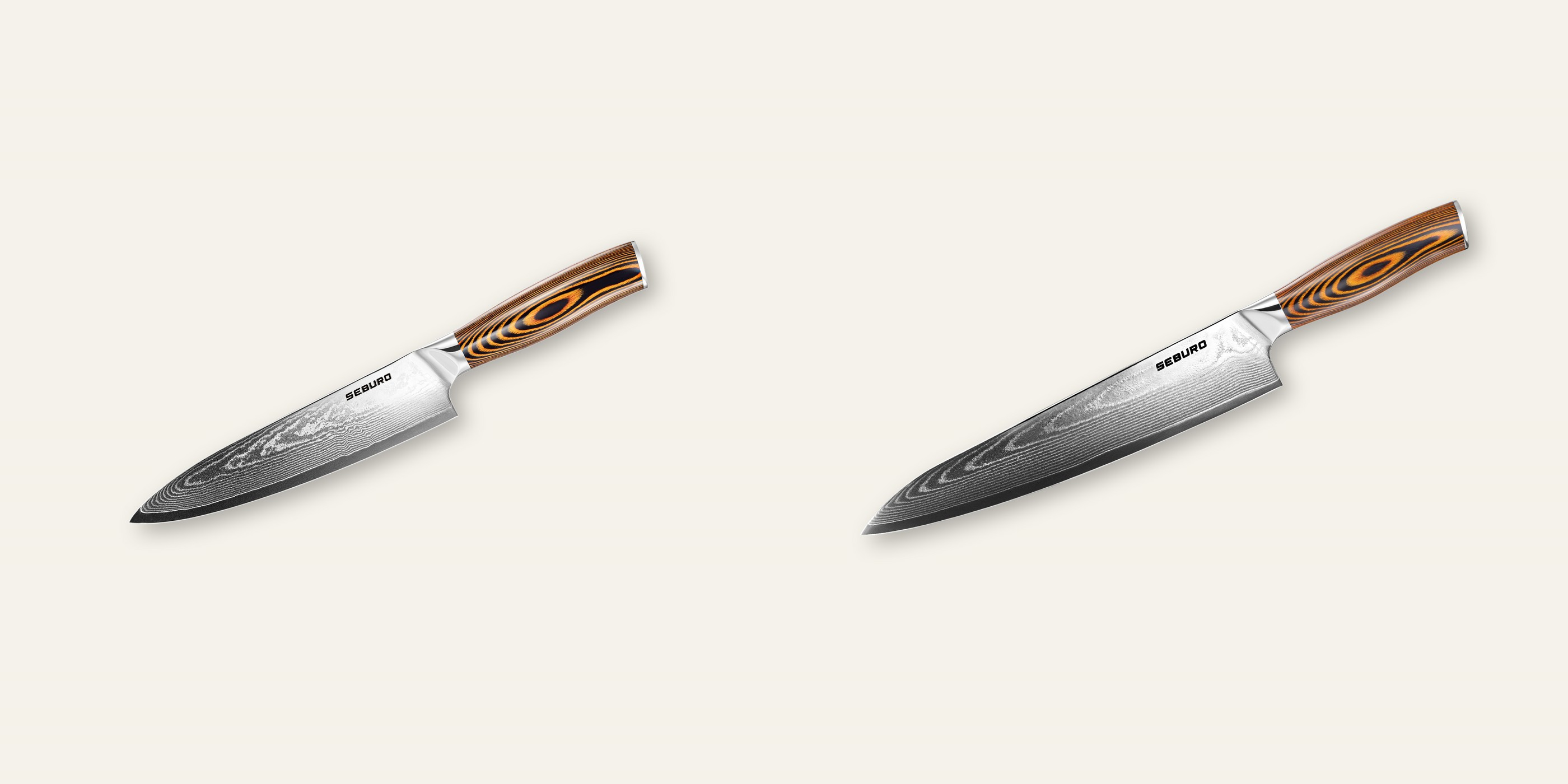 AKCIA 1+1 Šéfkucharský nôž Seburo SUBAJA Damascus 200mm + Šéfkucharský nôž Seburo SUBAJA Damascus 250mm